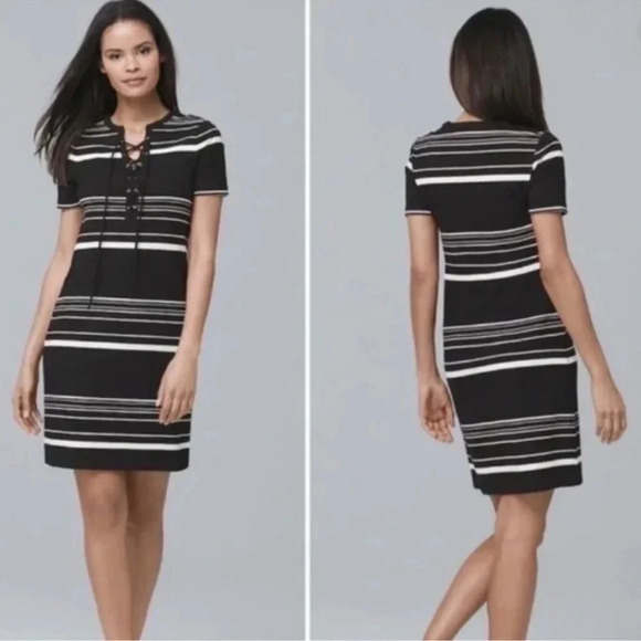 White House Black Market Striped Short Sleeves Knit Dress Size Small - Picture 6 of 6